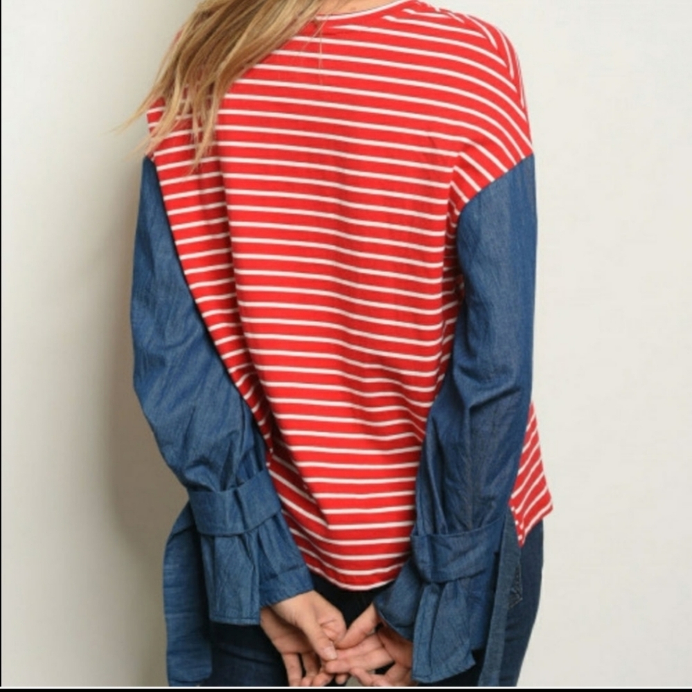 40996 Denim Sleeve Top - Picture 3 of 3